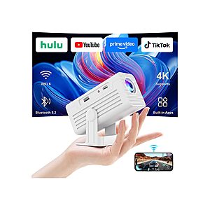 XENPONAD 4K Mini Projector w/ Wi-Fi and Bluetooth with Projector Bulbs Technology $38.39