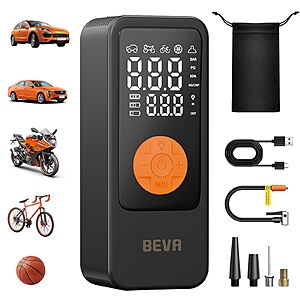 BEVA Q13 Portable Tire Inflator, 4X Faster Inflation 150PSI Cordless $14.94 AC + Free Shipping