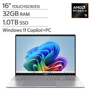 Asus VivoBook S16 Laptop: 16" FHD+ 120Hz Touch IPS, Ryzen AI 9 465, 32GB DDR5, 1TB Gen4 SSD, Win11H @ $1100
