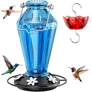 Birdream 25 oz Glass Hummingbird Feeders Metal Base w/ 360° Perch Ring(Blue) $9.09 + Free S&H w/ Prime or $35+