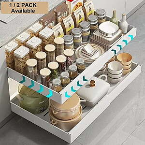 2 Pack PHANCIR Pull out Cabinet Organizer with 3 Sliding Rails(12.6-20.5in) $19.99 + Free S&H at Walmart