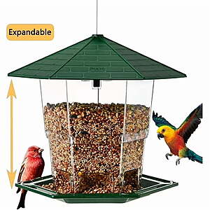 $11.99: PHANCIR Bird Feeder for Outdoor Hanging, Expandable 7.8'' Tall Latch Feature at Walmart.com