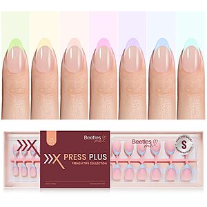 Beetles Xpress Plus 224-Count Short Almond French Tip Press-On Nails (Pastel or Bright) $9.49 w/ S&S + Free Shipping w/ Prime or on $35+