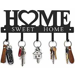 9.8" Conwithna Sweet Home Metal Key Holder Hooks Organizer (Black) $3.84 + Free Shipping w/ Prime or on $35+