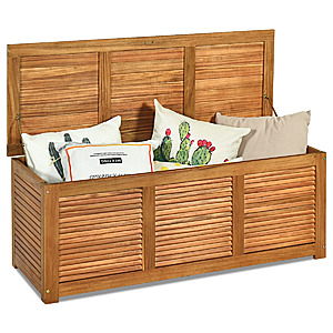 Costway 46-Gallon Acacia Wood Deck Storage Bench $119.99