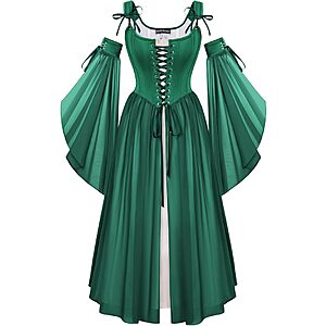 Scarlet Darkness Women's 2-Piece Renaissance Corset Dress Set w/ Bell Sleeves (Various Colors) $17.49 + Free Shipping w/ Prime or on $35+