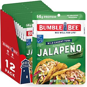 Bumble Bee Jalapeno Seasoned Tuna Pouch, 2.5 oz (Pack of 12)~$10.57 With S&S @ Amazon