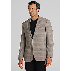 Jos. A. Bank Men's Traveler Coolmotion Traditional Fit Plaid Sportcoat (Tan) $29.99