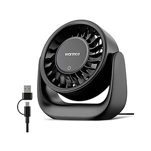 6.4" Warmco DS1 USB Desk Fan (3-Speed Touch Control) $12.99 + Free Shipping w/ Prime or $6 Fee per Order