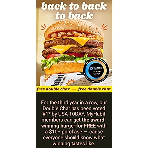FREE Double Char with any $10 order