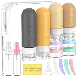 18-Pack TSA-Approved Me.Fan Silicone Travel Bottles w/ Zipper Bag (Apricot or Blue) $4.99 + Free Shipping w/ Prime or on $35+