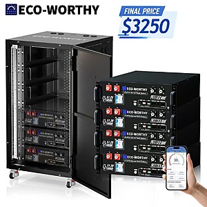 ECO-WORTHY 4Pack 48V 100AH Lithium Battery UL1973+UL9540A+RACK6 V3 Server Rack $3,250 + Free Shipping $3249.99
