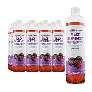 Amazon Grocery, Sparkling Flavored Water Beverage, Black Raspberry, 17 Fl Oz, Pack of 12~$8.10 @ Amazon