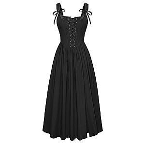 Scarlet Darkness Women's Maxi Renaissance Corset Dress w/ Square Neck & Slit Hem (Various) $15.99 + Free Shipping w/ Prime or on $35+