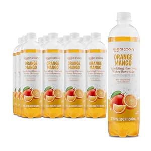 Amazon Grocery, Sparkling Flavored Water Beverage, Orange Mango, 17 Fl Oz, Pack of 12~$8.10 @ Amazon