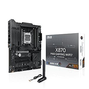 ASUS X870 MAX Gaming WiFi 7 AMD AM5 ATX Motherboard w/ DDR5, PCIe 5.0 & USB4 $184.99 + Free Shipping