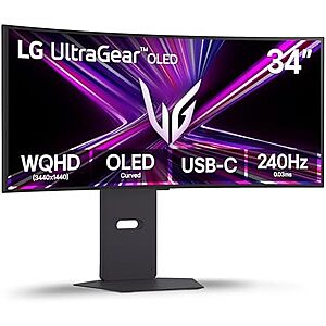 $599.99* | 34" LG UltraGear 34GX900A-B 3440x1440 240Hz OLED Curved Monitor at Amazon