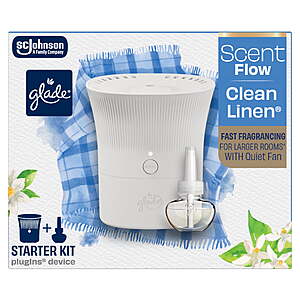 $11.98 | $6 Walmart Cash + Glade® Scent Flow PlugIns® Air Freshener Starter Kit, 1 Device + 1 Refill, 0.67 fl oz (Various)