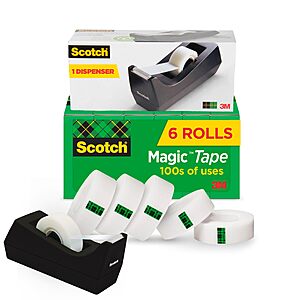 Scotch Magic Tape with Scotch Desktop Dispenser, 6 Rolls of 3/4" x 1000" - $10.43