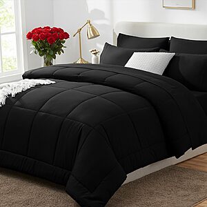CozyLux Queen Comforter Set Black - 7 Pieces Bed in a Bag - $28.49