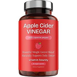 30-Count Vitamin Bounty Apple Cider Vinegar Capsules w/ The Mother + GLP-1 Support $10.12 + FS w/ Prime or Orders $35+