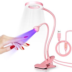 krofaue UV+LED dual 360° gooseneck Nail Lamp w/ 6X Magnifier $6.99 + Free Shipping w/ Prime or on $35+