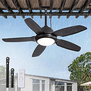 [Prime] 42" Fanbulous IP65 Outdoor Ceiling Fan w/ Dimmable LED Light & Remote (Black) $49.69 + Free Shipping