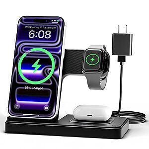 Amazon - Wireless Charger iPhone Charging Station: 3 in 1 Charger Stand Multiple Devices for Apple - $7.65