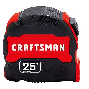 CRAFTSMAN 25-Ft Tape Measure with Fraction Marketing, Retractable, Manual-Locking Blade (CMHT37443S) $11.68