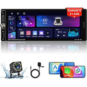 Android 13 Single DIN car Stereo 6.9 Inch HD capacitive Touchscreen Built-in GPS FM/EQ USB/AUX/TF/SWC+Remote $32.99