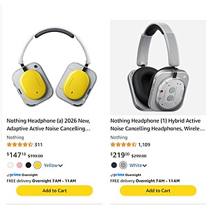 Nothing Headphone (a) or (1) ANC Headphones (various colors) + Charli XCX CD Bundle: From $117.59