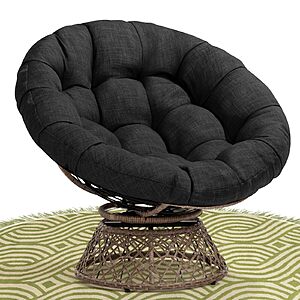 Bme 40" Ergonomic Wicker Papasan Chair with Soft Thick Density Fabric Cushion, Brown Base $108.99
