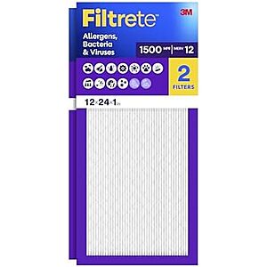 [SnS] $10.07 | 2-Pack Filtrete 12x24x1 Air Filter, MERV 12, MPR 1500 at Amazon