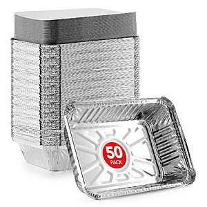 $13.49 or less S&S 25% off Q AMAZON:  DISPOSABLE Aluminum Pans (Freezer and Oven safe) with Lids (50 Pack) 2 Lb Disposable