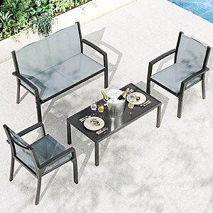 Garvee 4 Piece Patio Bistro Furniture Set (Grey or Brown) - $89.99