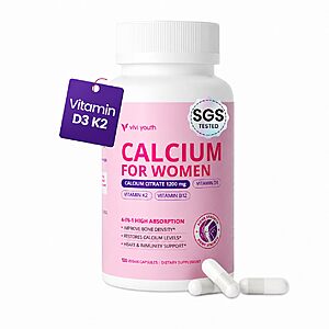 VIVI Youth Calcium Supplements for Women - Calcium 1200 mg with Vitamin D3 $6.9