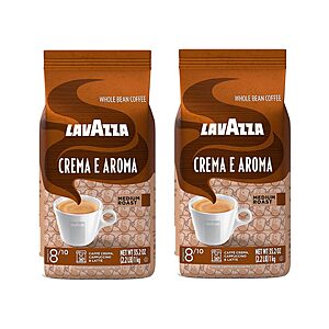 Lavazza Crema E Aroma Whole Bean Coffee Blend, 2.2-Pound Bag, (Pack of 2) $26.99