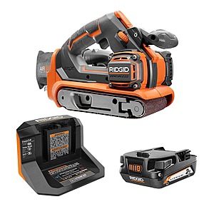 RIDGID 18V Brushless Cordless 3 in. x 18 in. Belt Sander Kit with (1) 2.0 Ah Battery and Charger $108.9