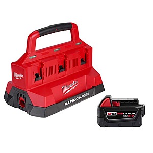 Milwaukee M18 18V Lithium-Ion PACKOUT 6-Port Rapid Charger w/5.0 Ah Battery $224.1