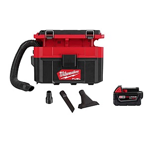 Milwaukee M18 FUEL PACKOUT 18-Volt Lithium-Ion Cordless 2.5 Gal. Wet/Dry Vacuum and M18 5.0 Ah Lithium-Ion XC Battery Pack $199