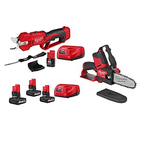 Milwaukee M12 Pruner Shears Kit w/ 2.0 Ah Battery & Charger, M12 HATCHET, (3) M12 HO 5.0 Ah Batteries 12V Cordless Brushless $439