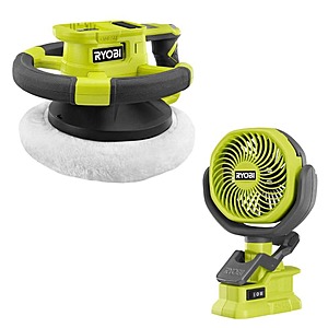 Ryobi ONE+ 18V Cordless 10 in. Variable Speed Random Orbit Buffer with ONE+ 18V Cordless 4 in. Clamp Fan (Tool Only) $53.97