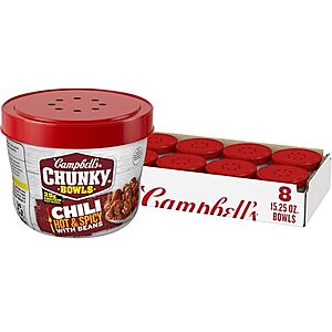 8-Pack 15.25-Ounce Campbell's Chunky Hot & Spicy Chili w/ Beans Microwavable Bowls $17.63 w/ S&S + Free Shipping w/ Prime or on $35+