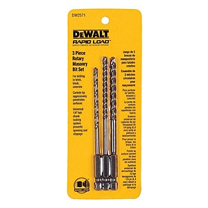 $9.97: Rotary Masonry Bit Set (3-Piece, DW2571) at HomeDepot