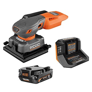 $87.30: RIDGID 18V Brushless Cordless SubCompact 1/4 in. Sheet Sander Kit with 2 Ah MAX Output Battery and Charger at HomeDepot