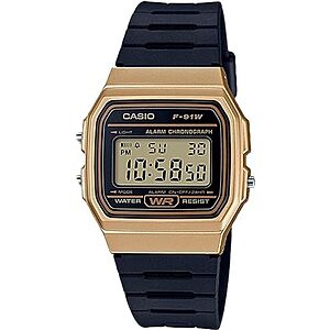 $17.97* | 35.2 mm Casio F-91W Series Men's Digital Watch (Gold) at Amazon