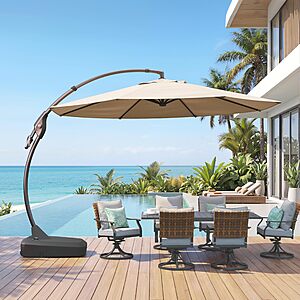 Grand patio 11FT Cantilever Round Umbrella with Base $270 + Free Shipping