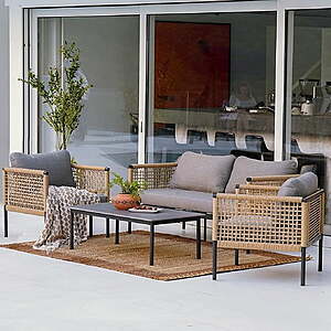 Grand Patio 4-Piece Outdoor Set, All-Weather Aluminum & Resin Wicker Sofa with Coffee Table $230 + Free Shipping