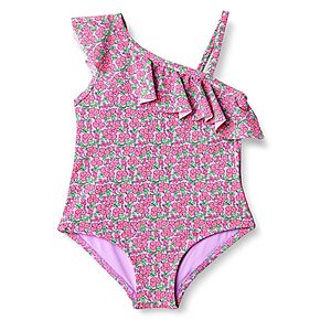 Amazon Essentials Girls' One-Shoulder Frill One-Piece Swimsuit (Various, Toddler & Kids' Size) $6.08 + Free Shipping w/ Prime or on $35+