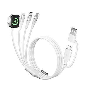 Amazon - 4-in-2 Multi Charging Cable with Smartwatch Charging - $5.49